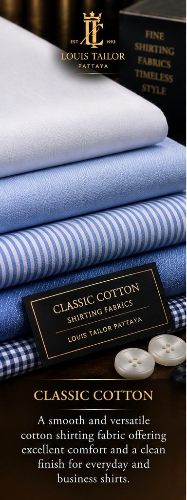 Classic Cotton Shirting Fabric - Louis Tailor Pattaya