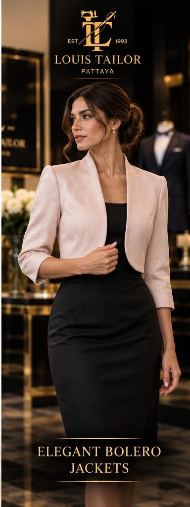 Women's Tailored Bolero Jacket - Louis Tailor Pattaya