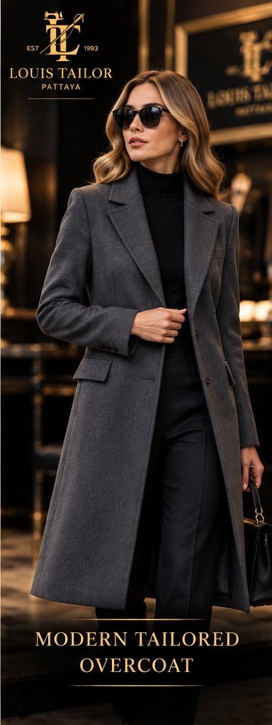 Modern women's tailored overcoat in Pattaya