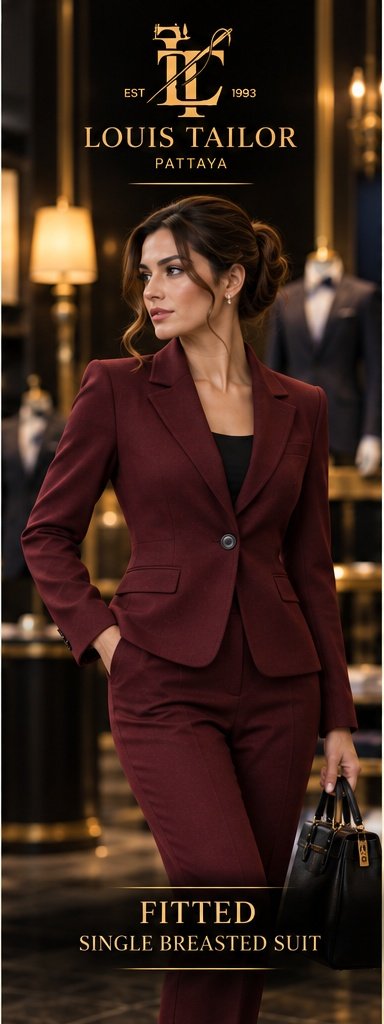 Fitted women's single breasted suit tailored in Pattaya