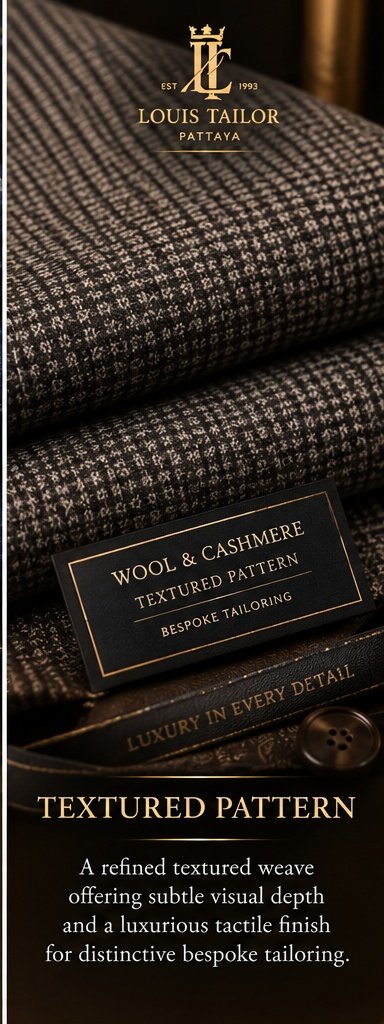 Textured Wool and Cashmere Suiting Fabric - Louis Tailor Pattaya
